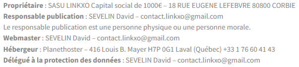 Mentions légales mentions légales Linkxo